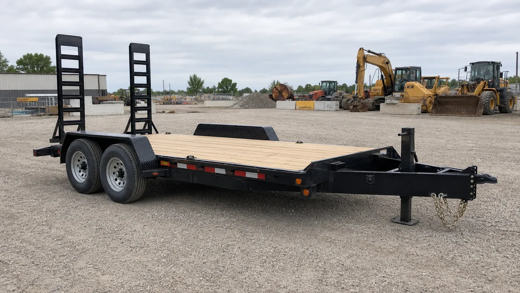Empty 10,000-pound-class tandem-axle equipment trailer
