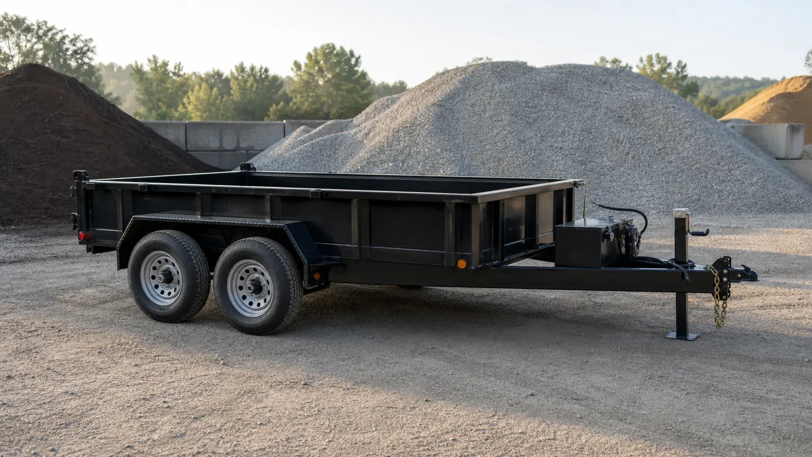 Low-profile 12,000-pound-class tandem-axle dump trailer