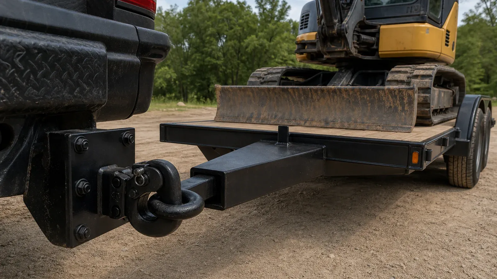 Pintle hook secured through a trailer lunette ring